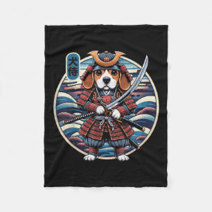 Japanese Samurai Dog Tattoo, Beagle Kawaii Ninja _ Fleece Blanket
