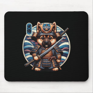 Japanese Samurai Dog Tattoo, German Shepherd Kawai Mouse Pad