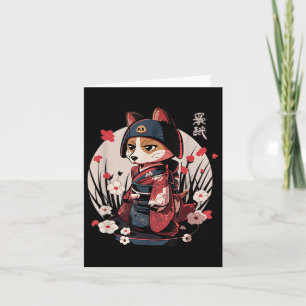 Japanese Samurai Dog Tattoo Kawaii Ninja Dog  Card