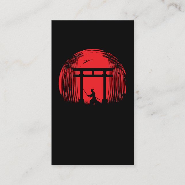 Japanese Samurai Fighter Silhouette Warrior Japan Business Card (Front)