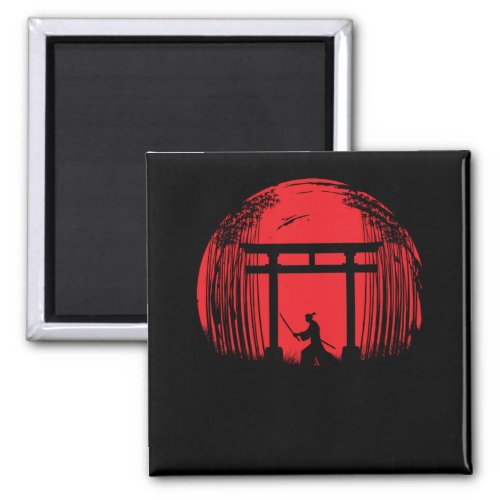 Japanese Samurai Fighter Silhouette Warrior Japan Magnet