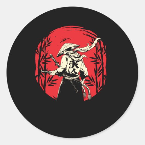 Japanese Samurai Fighter Warrior Japan Swordsmen Classic Round Sticker