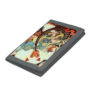 Japanese Samurai fighting monkey Tri-fold Wallet