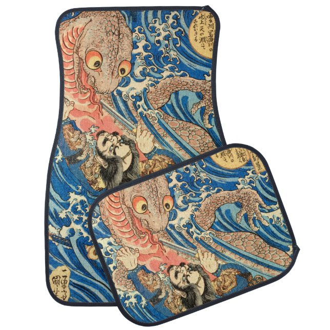 Japanese Samurai fighting salamander Car Floor Mat (Set)