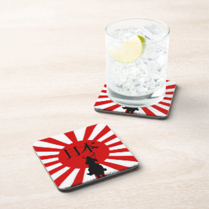Japanese Samurai & Flag of Japan Drink Coasters