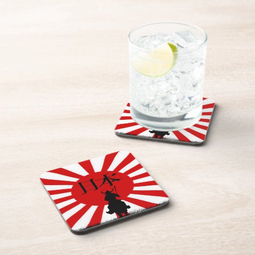 Japanese Samurai  Flag of Japan Drink Coasters