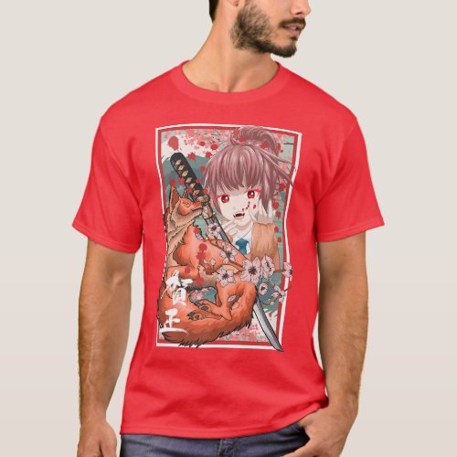 Japanese Samurai Fo Girl Anime Otaku Woman  T_Shirt