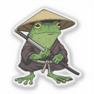 Japanese samurai frog sticker