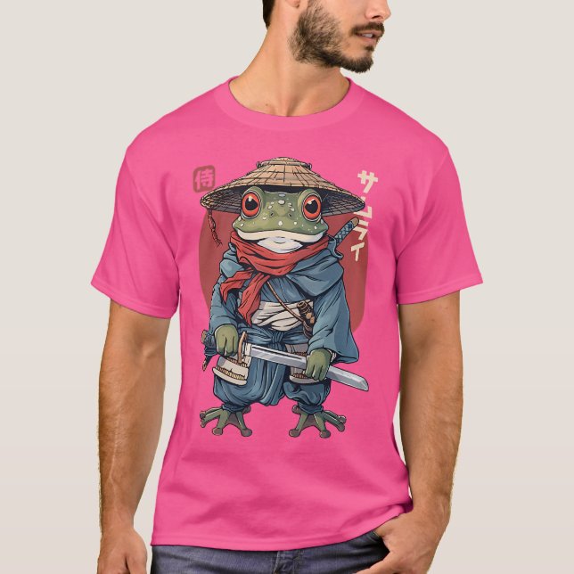Japanese Samurai Frog Warrior Ukiyo Samurai Toad B T-Shirt (Front)