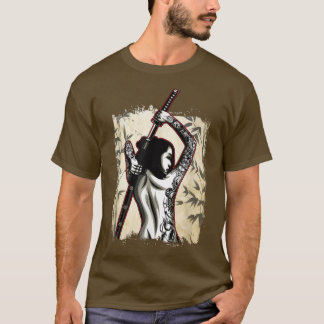 Japanese Samurai Girl Sword Japan Tattooed Female T-Shirt