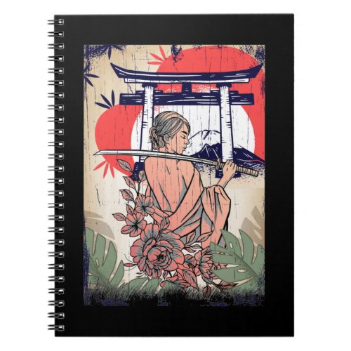 Japanese Samurai Girl Sword Woman Notebook