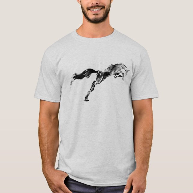 Japanese samurai horse art equestrian sumi T-Shirt (Front)