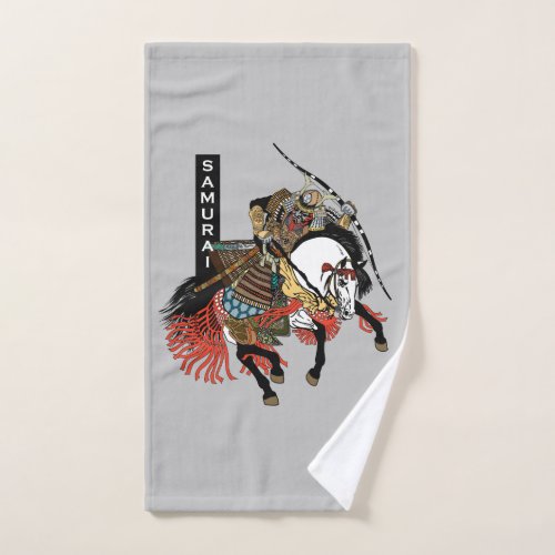 Japanese samurai horseman bath towel set