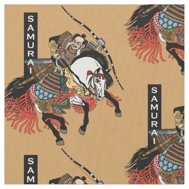 Japanese samurai horseman fabric (Close Up)