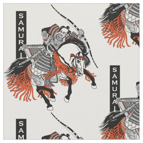 Japanese samurai horseman fabric