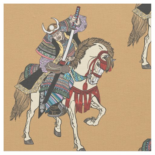 Japanese samurai horseman  fabric