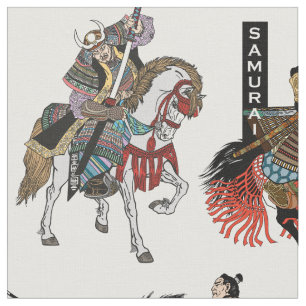 Japanese samurai horseman  fabric