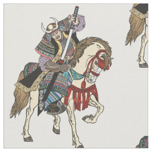 Japanese samurai horseman fabric