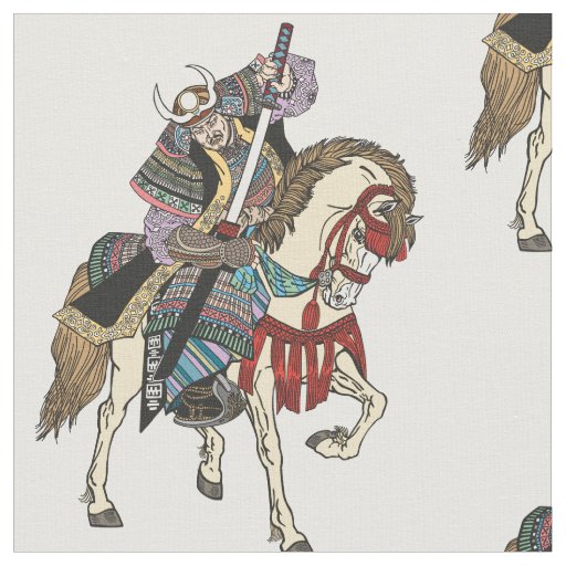 Japanese samurai horseman fabric