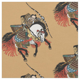 Japanese samurai horseman fabric