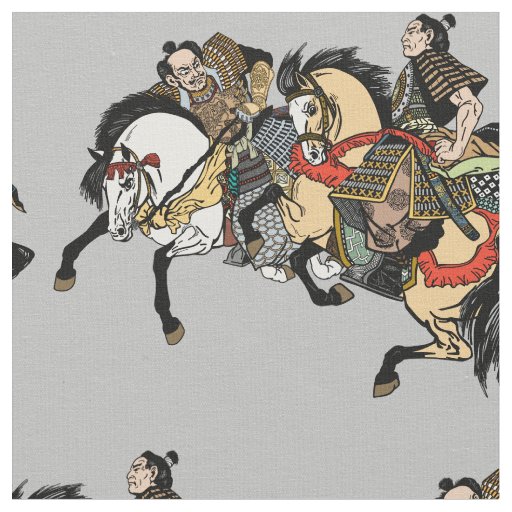 Japanese samurai horseman fabric