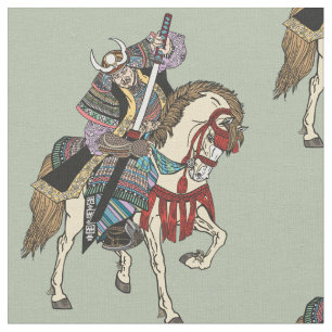 Japanese samurai horseman fabric