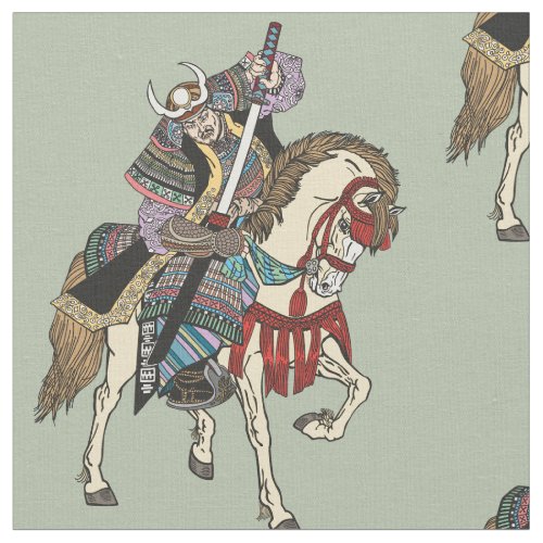 Japanese samurai horseman  fabric