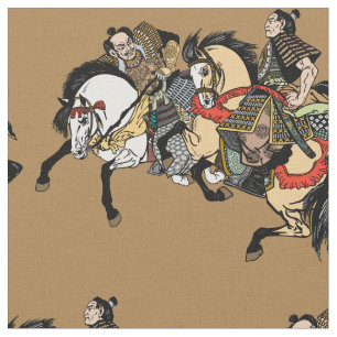 Japanese samurai horseman fabric