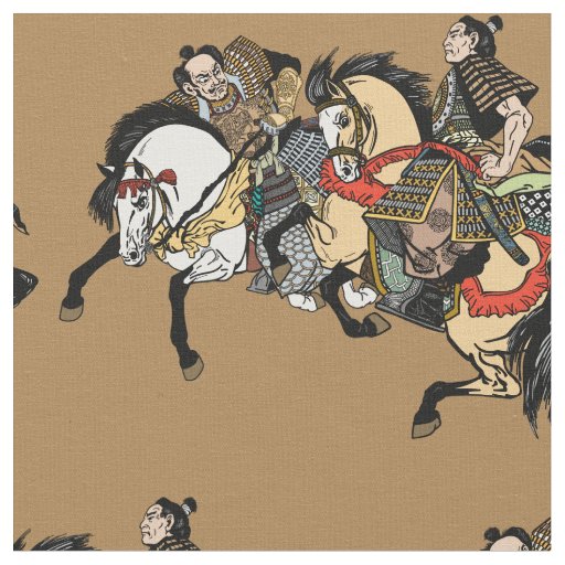 Japanese samurai horseman fabric