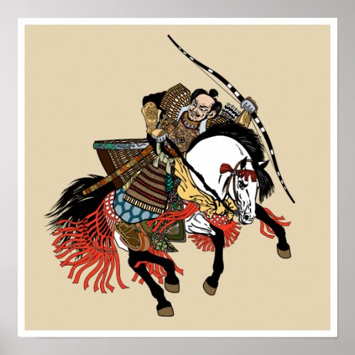 Japanese samurai horseman poster