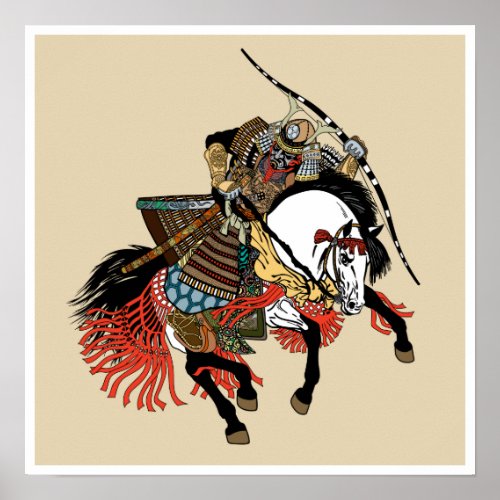 Japanese samurai horseman poster