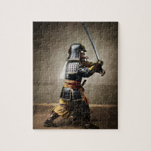 Japanese Samurai in Armor with Katana Jigsaw Puzzle
