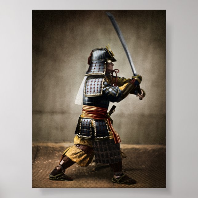 Japanese Samurai in Armor with Katana Poster (Front)