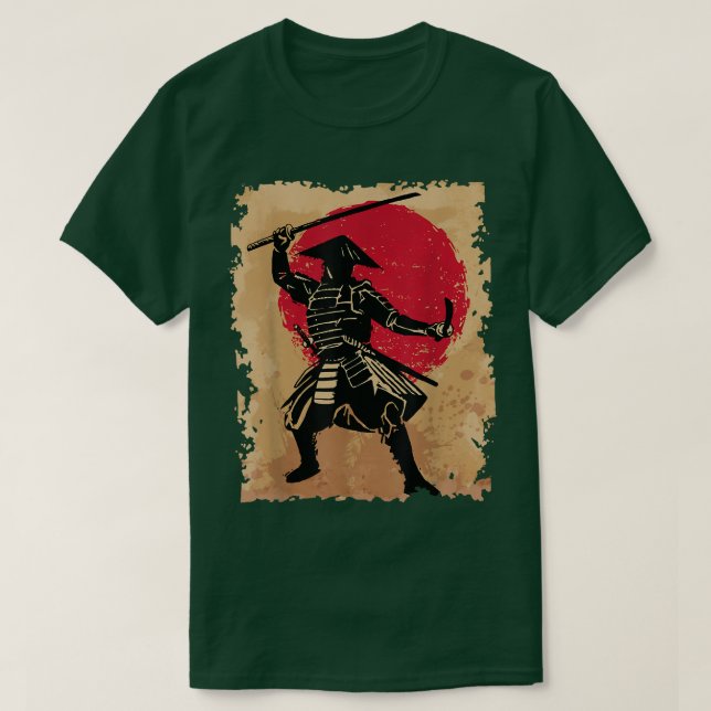 Japanese Samurai In Hat Bushido Rising Sun Japan W T-Shirt (Design Front)