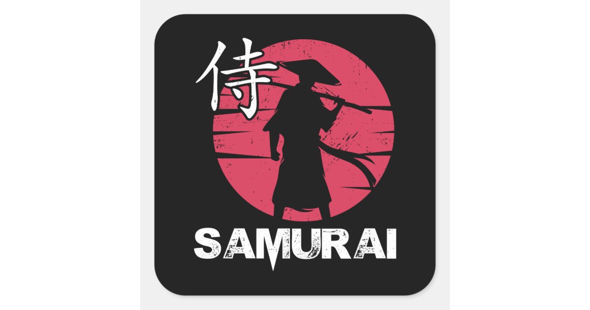 Japanese Samurai In Hat Bushido Rising Sun Vintage Square Sticker | Zazzle