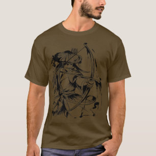Japanese Samurai Kyudo Archer Black Drawing (2) T-Shirt