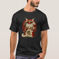 Japanese Samurai Maneki Neko Cat Bushido Aesthetic T-Shirt
