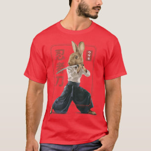 Japanese Samurai Ninja Bunny Rabbit Kawaii Tattoo T-Shirt