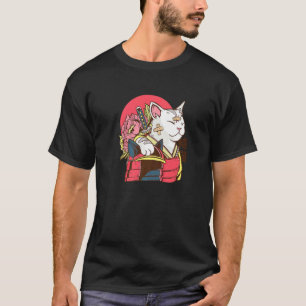 Japanese Samurai Ninja Cat Cattori Hanzo Katana T-Shirt