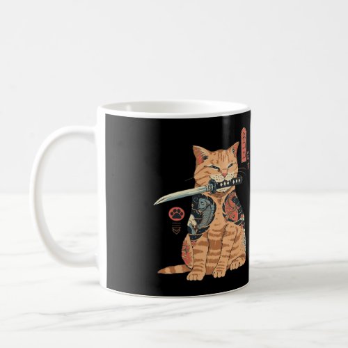 Japanese Samurai Ninja Cat Kawaii Tattoo Graphic Coffee Mug