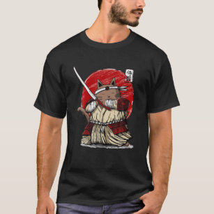 Japanese Samurai Ninja Cat Kawaii Tattoo Men Women T-Shirt