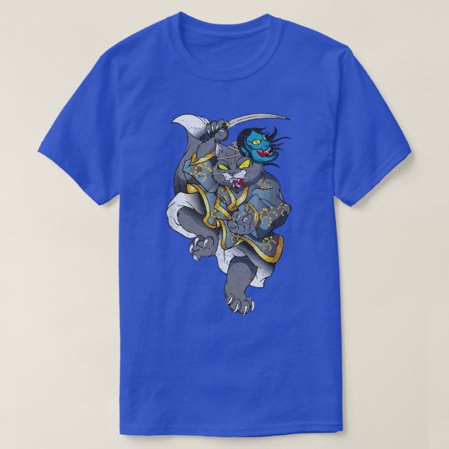 Japanese Samurai Ninja Cat Kawaii Tattoo Men Women T-Shirt (Design Front)