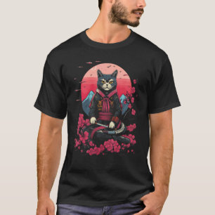 Japanese Samurai Ninja Cat Retro Tattoo Graphic 14 T-Shirt