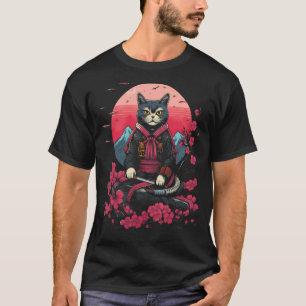Japanese Samurai Ninja Cat Retro  Tattoo Graphic # T-Shirt