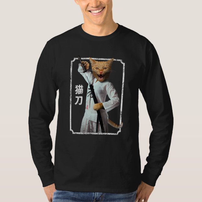 Japanese Samurai Ninja Cat T-Shirt (Front)