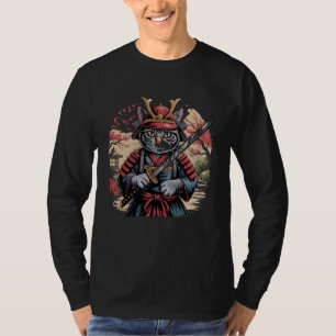 Japanese Samurai Ninja Cat Tattoo for Kawaii Lover T-Shirt