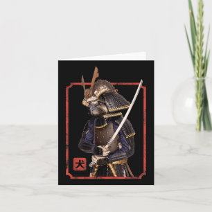 Japanese Samurai Ninja Pug Dog Lover Kawaii Tattoo Card