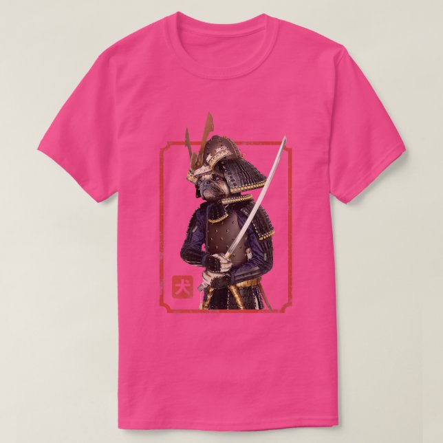 Japanese Samurai Ninja Pug Dog Lover Kawaii Tattoo T-Shirt (Design Front)