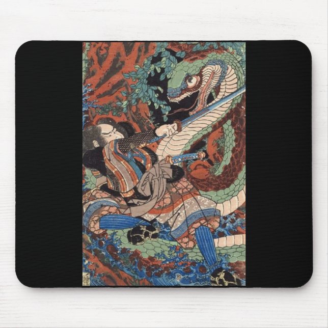 Japanese Samurai Painting c. 1800's Mouse Pad (Front)