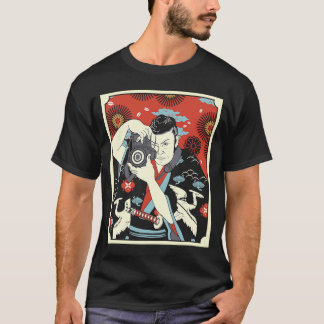 Japanese Samurai Photographer Warrior Camera Katan T-Shirt
